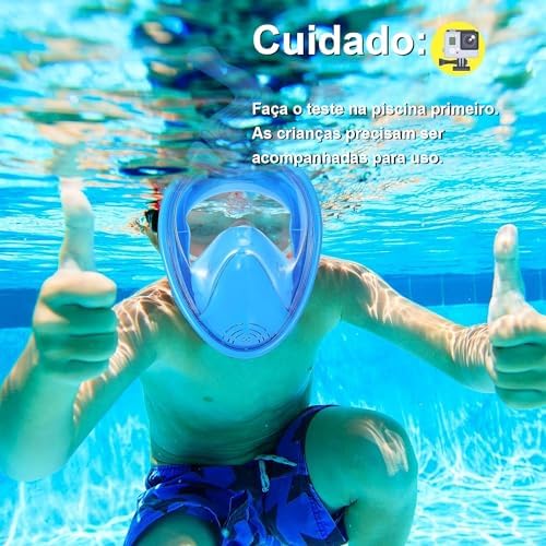Máscara de Mergulho Snorkel Infantil 180°
