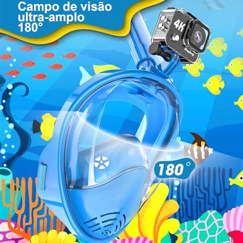 Máscara de Mergulho Snorkel Infantil 180°