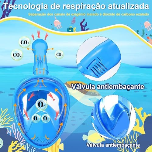 Máscara de Mergulho Snorkel Infantil 180°