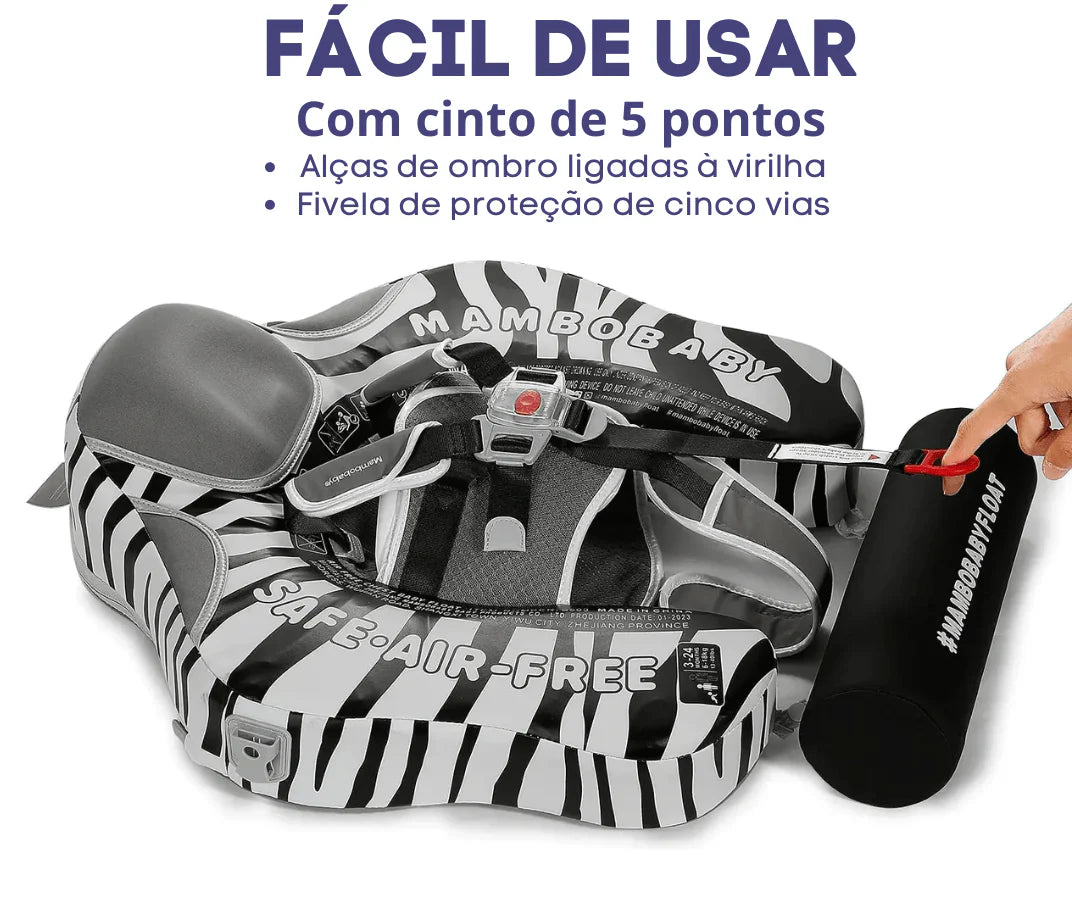 Boia Mambobaby Zebra Deluxe Com Cobertura e Proteção Solar