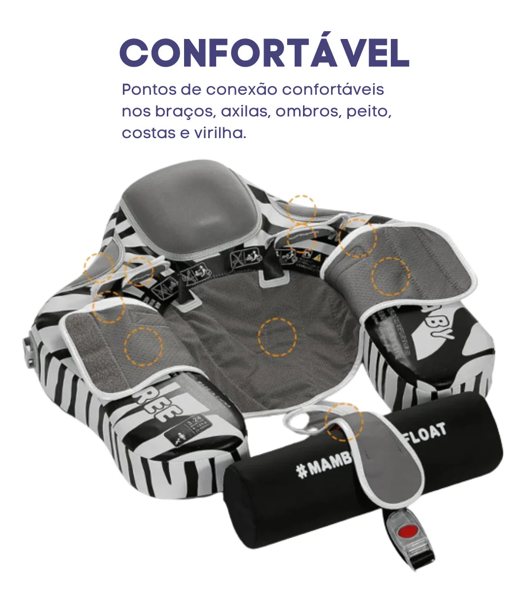 Boia Mambobaby Zebra Deluxe Com Cobertura e Proteção Solar